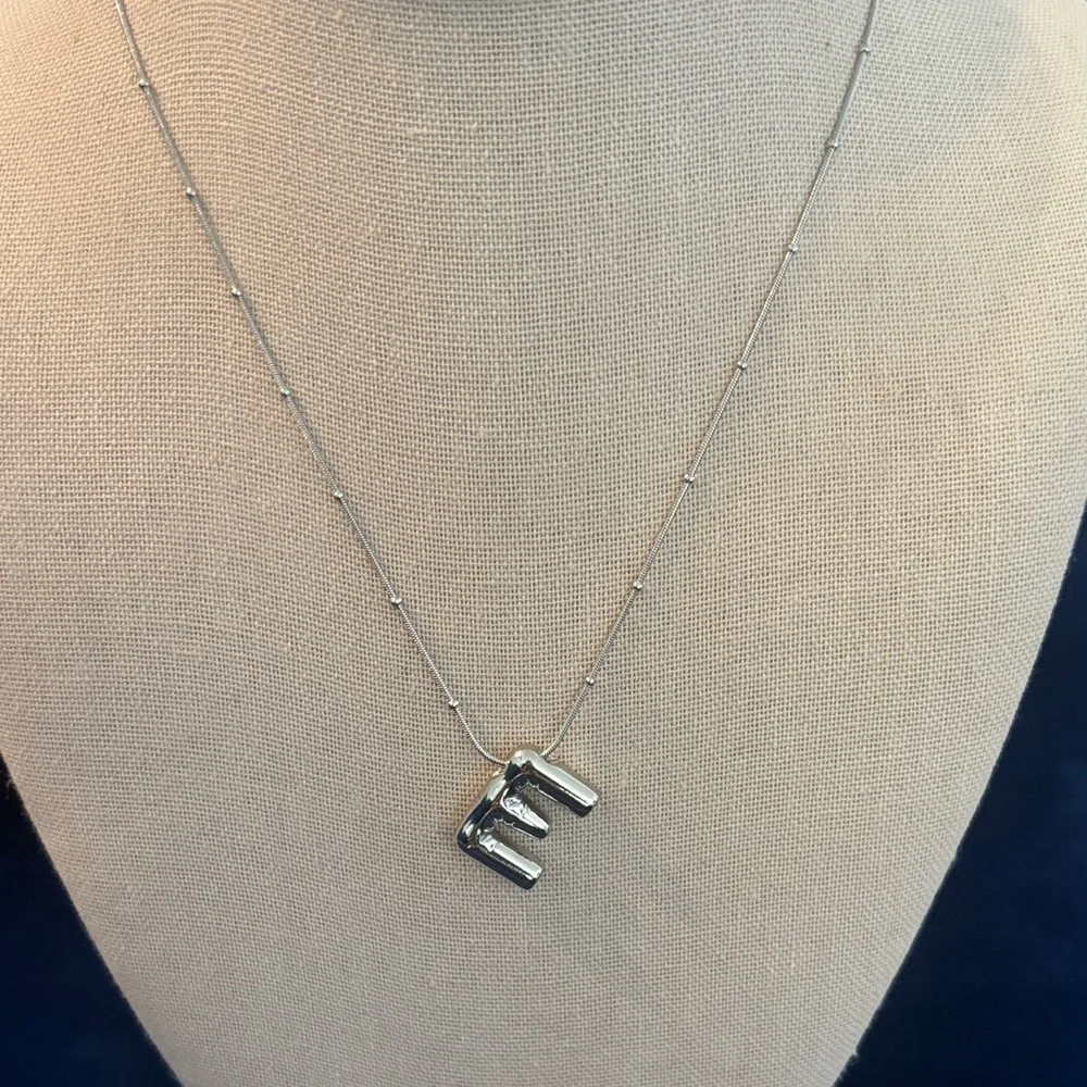 #109 Stainless Steel Elegant Silver Initial Necklace